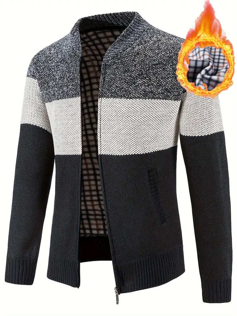 Nordic Knit fleece cardigan met hoge kraag